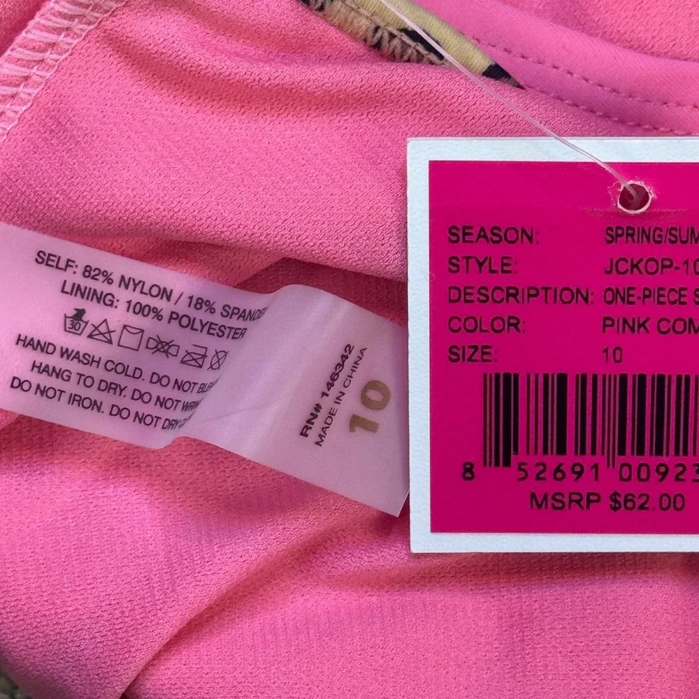 Juicy Couture Girls Pink Leopard One Piece Swimsuit Size 10 NWT Logo Charm‎